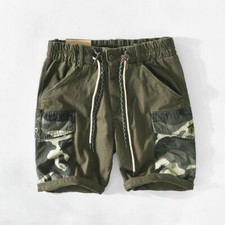 Hommes Short Bermuda Camouflage Cargo Demi Pantalon Cordon Taille Élastique Bas