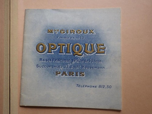 1905 catalogue optique giroux - optique,