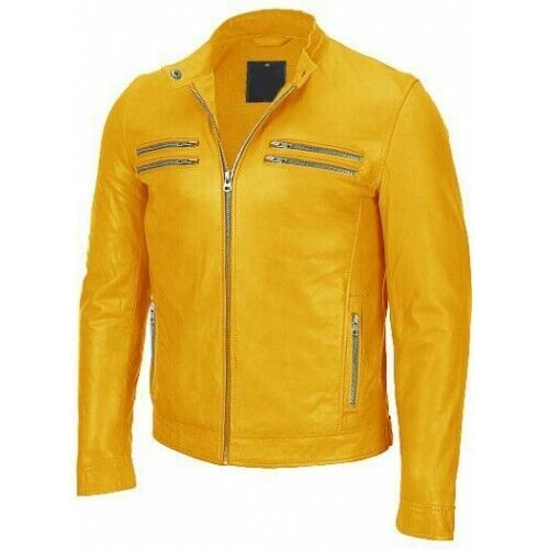 Veste cuir jaune - en, pour