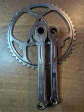 Pédalier vélo ancien vintage acier chromé 46 dents a clavettes