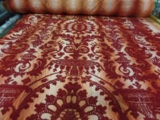 Tissu Taffetas changeant ton rouille en dégradé floqué velours