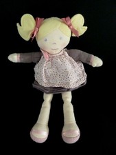 X5. DOUDOU COROLLE POUPEE CHIFFON COUETTE BLONDE ROBE ROSE VIOLET 30cm - TBE
