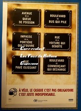 CASQUE A VELO PLAQUES DE RUE DANGERS  publicite advert