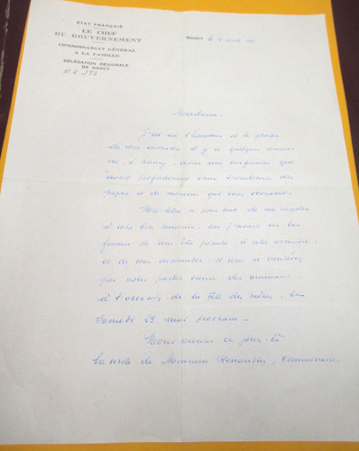 Lettre autographe signé 1943 - autographe,