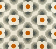 Orla Kiely Tissu Coton 4.2m Rayé Pétale Orange Créateur Rideau Tapisserie