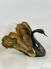 CYGNE PORTE-COURRIER EN AGATE 1970 DANS LE GOÛT DUVAL-BRASSEUR ISABELLE FAURE