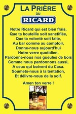 PLAQUE  DÉCORATIVE EN MÉTAL ÉTAIN RICARD 30X20 CM 