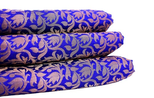 Yards tissu soie bleu - soie,