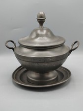 🍀Soupière en étain et son plateau