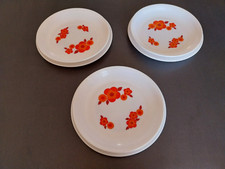 Vintage Lot 6 Assiettes orange  Plates / Creuses Arcopal Modèle LOTUS Années 70