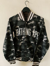 Bape A Bathing Ape Spellout Dark Camo Varsity Jacket Gray / Brown