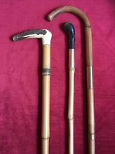 Lot de 3 CANNES ANCIENNES en CORNE et BAMBOU
