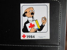 Autocollant sticker CROIX ROUGE BELGE TINTIN  professeur tournesol