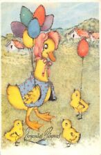 Fantaisie - JOYEUSES PÂQUES - Maman Cane et ses Canetons portant des oeufs 