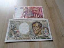 France: lot de 2 billets 200 frcs montesquieu/ eiffel 1987/1997