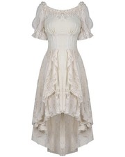 Robe longue steampunk crème - robe,