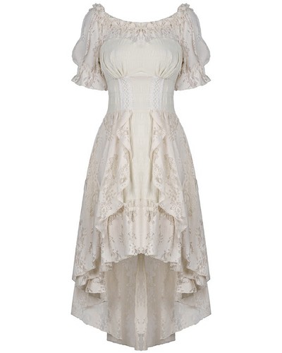 Robe longue steampunk crème - longue,