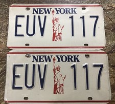 NEW YORK STATUE OF LIBERTY LICENSE PLATE EUV-117 PAR LICENSE PLATE