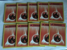 LOT 10 CARTES CARDS POKEMON SET DE BASE ENERGIE " FIRE - FEU " WIZARDS 1999