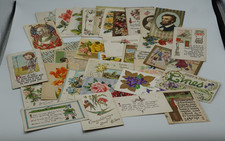 Cartes Postales Anciennes Souhaits D'Anniversaire Etc. Ensemble De 33