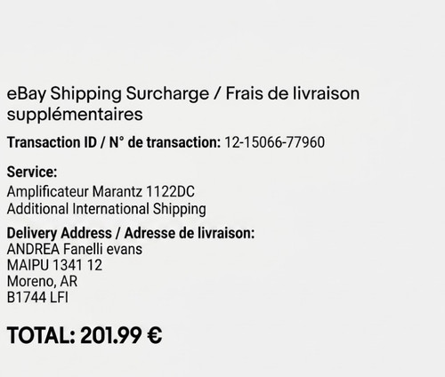 Supplément frais port - frais, de