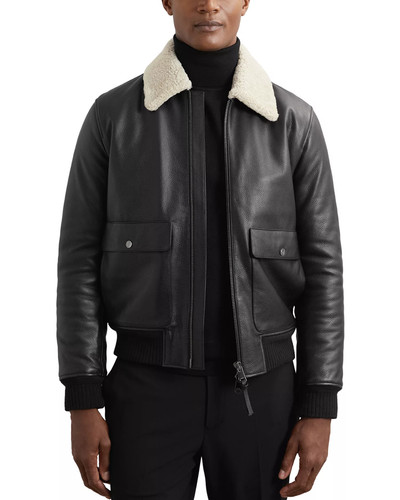 Blouson cuir bomber noir