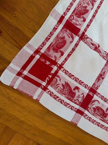 Nappe ancienne lin coton - lin, et
