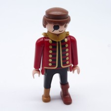 33475 Playmobil Homme Capitaine Pirate Rouge et Noir Jambe de Bois Col Cassé