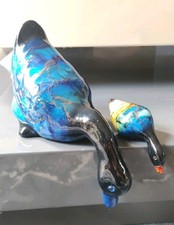 Anciennes Sculptures/Figurines canards Résine Émaillée  Effet Marbré. Rehauts Or