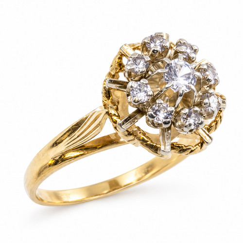 Bague fleur ancienne 18k - fleur,
