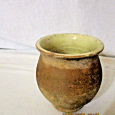 ANCIEN POT A MIEL  EN TERRE CUITE VERNISSE JAUNE-ART POPULAIRE MIDI PROVENCE TBE