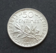 *474*  50 CENTIMES SEMEUSE  1917  ARGENT   SUP/UNC