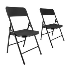 Chaises pliantes noires - Lot de 2 chaises pliables de jardin  - Structure en Ac
