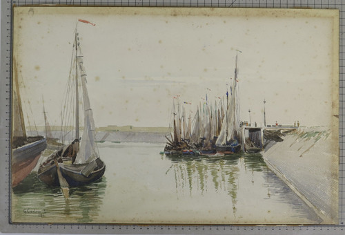Ancienne aquarelle marine 1926 - ancienne,