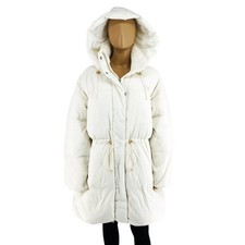 Levi's Femme Blanc XL Doudoune À Capuche Puffer Veste Manteau Taille M