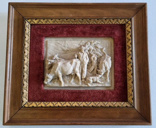 Tableau bas relief ancien - bas-relief,