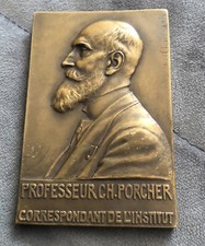Plaque Médaille Bronze Professeur Porcher Recherche Le Lait Chimie Biologie 1931