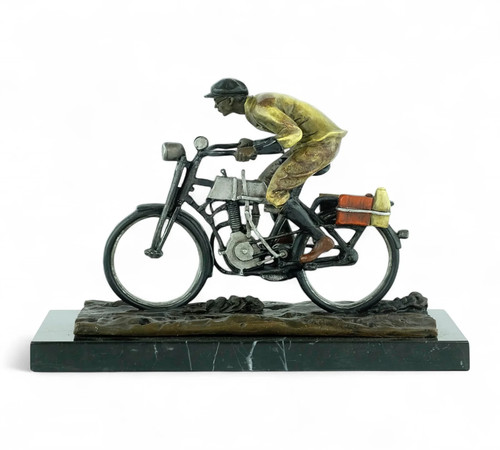 Antique decker moped driver - moped,
