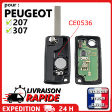 Clé Vierge CE0536 + Electronique Pour PEUGEOT 207 307 308 2 Boutons Sans Rainure
