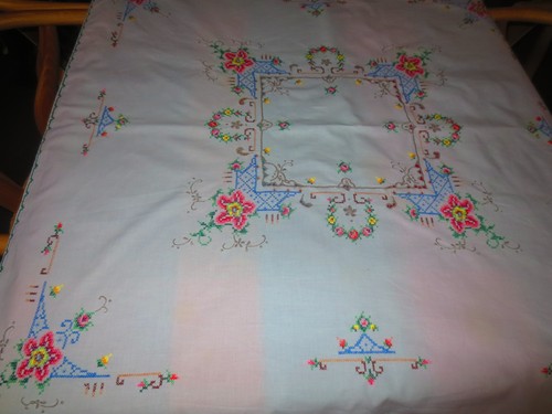 Nappe thé vintage - thé, brodée