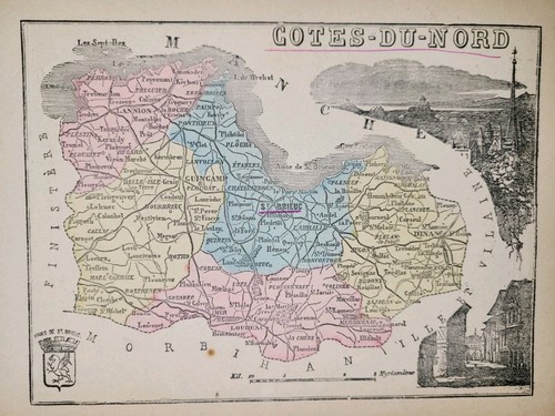 Carte ancienne xixe côte - ancienne,
