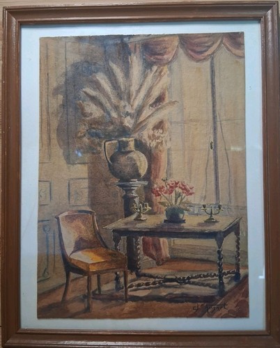 Superbe aquarelle xixe signée - aquarelle,