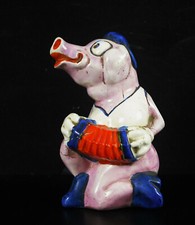 Onnaing faïence Walt Disney tirelire cochonne accordéoniste cochon pig c1930