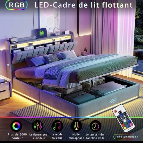 Lit double hydrau coffre - lit,