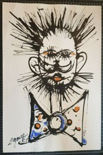 XXe Peinture Portrait Clown