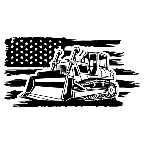 Distressed usa flag bulldozer - flag,