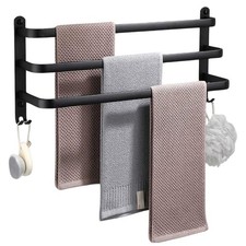 Porte-Serviettes Noir 40cm Barre Aluminium Salle de Bain Design Moderne