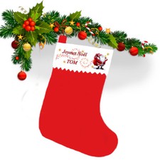 Botte de noël chaussette père noël haut 39 cm personnalisée prénom réf 10