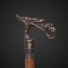 Vintage en bois bâton de marche canne concepteur Dragon Head Antique...