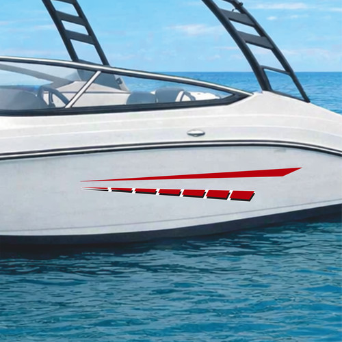 Autocollant bateau rouge - bateau,
